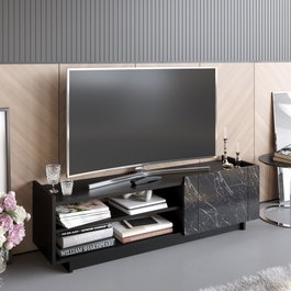 Hanah Home Valantina - Soporte de TV Negro y Mármol
